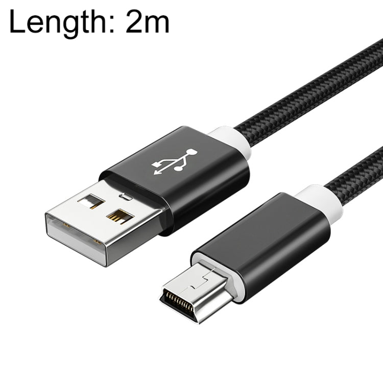 5 PCS Mini USB to USB A Woven Data / Charge Cable for MP3, Camera, Car DVR, Length:2m(Black) - free shipping - PMC TechLife - Order now!