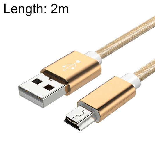 5 PCS Mini USB to USB A Woven Data / Charge Cable for MP3, Camera, Car DVR, Length:2m(Gold) - free shipping - PMC Jewellery - Order now!