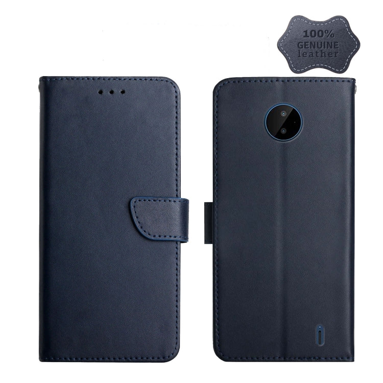 For Nokia C10 / C20 Genuine Leather Fingerprint-proof Horizontal Flip Phone Case(Blue) - Nokia Cases by PMC TechLife | Online Shopping South Africa | PMC TechLife | Buy Now Pay Later Mobicred