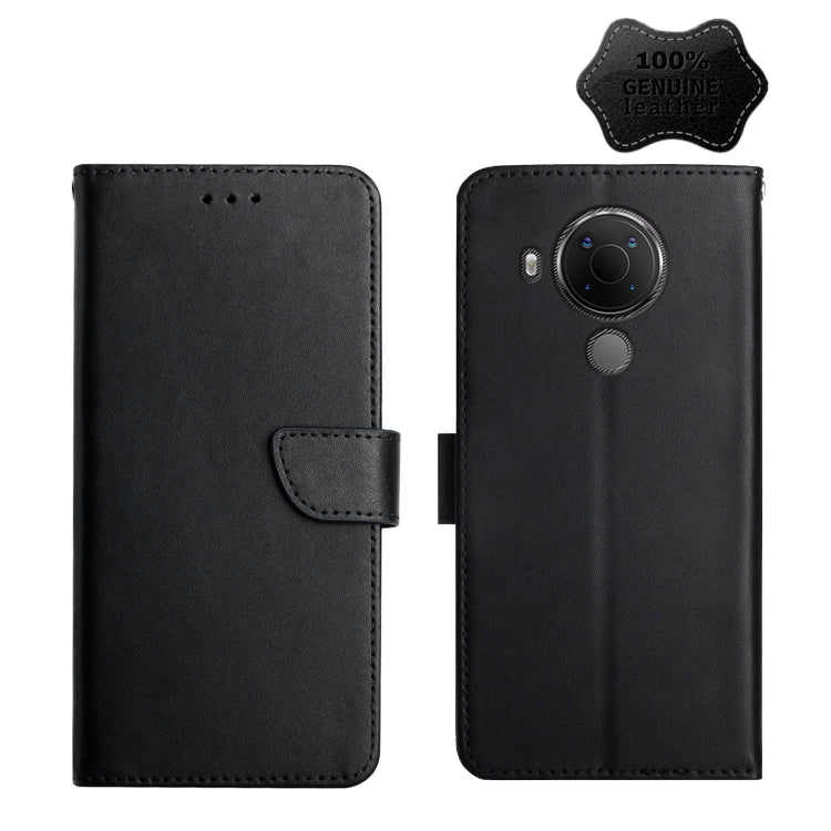 For Nokia 5.4 Genuine Leather Fingerprint-proof Horizontal Flip Phone Case(Black) - Nokia Cases by PMC TechLife | Online Shopping South Africa | PMC TechLife | Buy Now Pay Later Mobicred