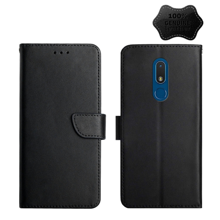 For Nokia C3 Genuine Leather Fingerprint-proof Horizontal Flip Phone Case(Black) - Nokia Cases by PMC TechLife | Online Shopping South Africa | PMC TechLife | Buy Now Pay Later Mobicred