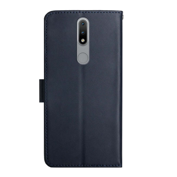 For Nokia 2.4 Genuine Leather Fingerprint-proof Horizontal Flip Phone Case(Blue)