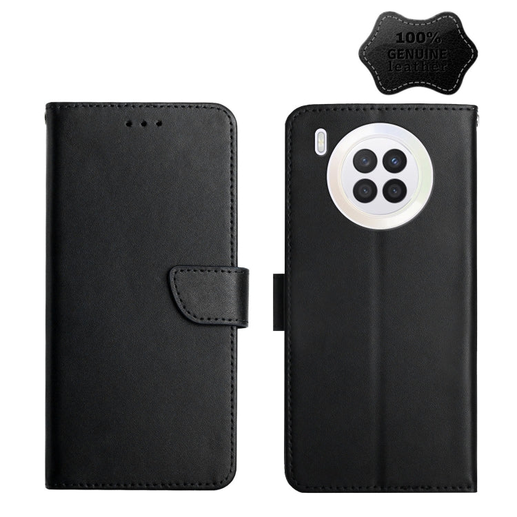 For Huawei Nova 8i/Honor 50 Lite Global Genuine Leather Fingerprint-proof Horizontal Flip Phone Case(Black) - Huawei Cases by PMC TechLife | Online Shopping South Africa | PMC TechLife | Buy Now Pay Later Mobicred
