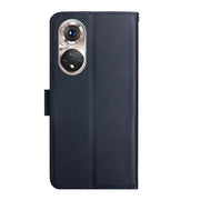 For Huawei P50 Pro Genuine Leather Fingerprint-proof Horizontal Flip Phone Case(Blue)
