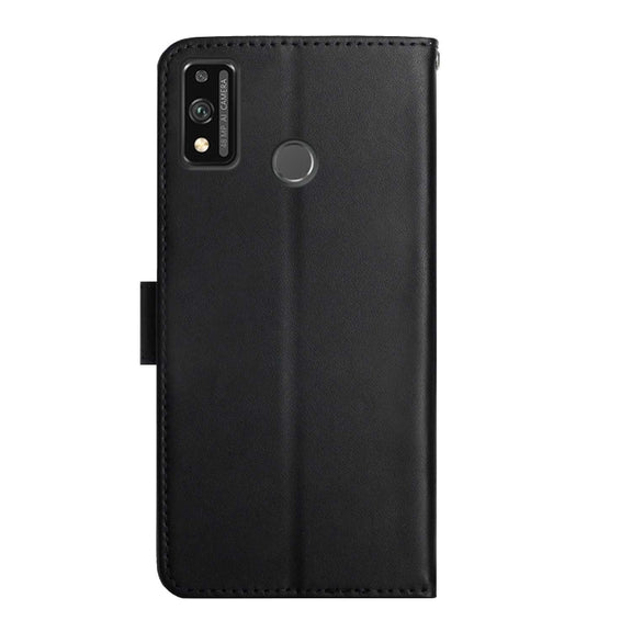 For Honor 9X Lite Genuine Leather Fingerprint-proof Horizontal Flip Phone Case(Black)