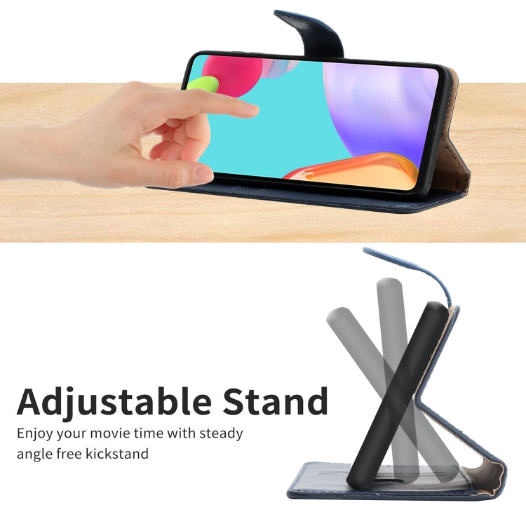 For Huawei P60 Pro Genuine Leather Fingerprint-proof Horizontal Flip Phone Case(Blue) - Huawei Cases by PMC TechLife | Online Shopping South Africa | PMC TechLife | Buy Now Pay Later Mobicred