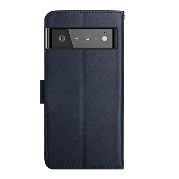 For Google Pixel 6 Genuine Leather Fingerprint-proof Horizontal Flip Phone Case(Blue) - Google Cases by PMC TechLife | Online Shopping South Africa | PMC TechLife | Buy Now Pay Later Mobicred
