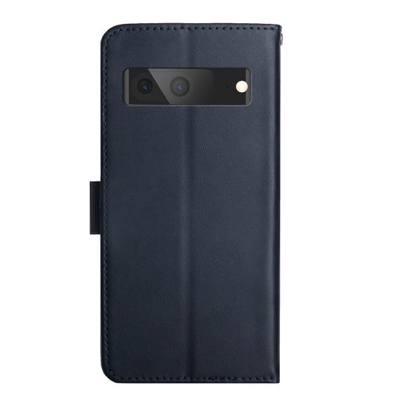 For Google Pixel 7 Genuine Leather Fingerprint-proof Horizontal Flip Phone Case(Blue)