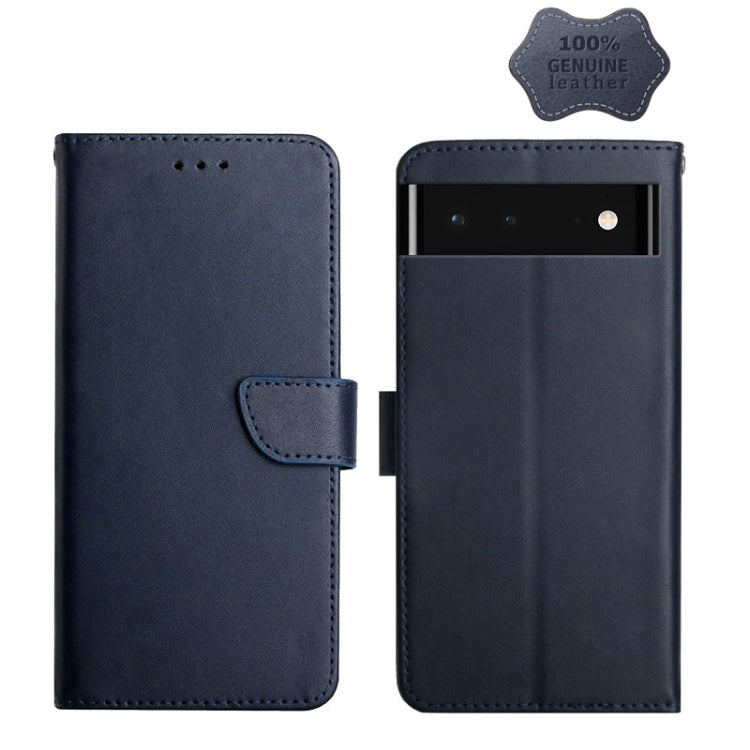 For Google Xperia 6 Genuine Leather Fingerprint-proof Horizontal Flip Phone Case(Blue) - Google Cases by PMC TechLife | Online Shopping South Africa | PMC TechLife | Buy Now Pay Later Mobicred