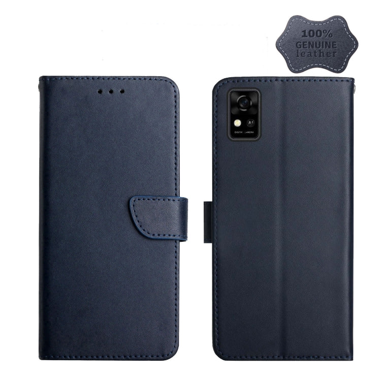 For ZTE Blade A31 Genuine Leather Fingerprint-proof Horizontal Flip Phone Case(Blue) - ZTE Cases by PMC TechLife | Online Shopping South Africa | PMC TechLife | Buy Now Pay Later Mobicred
