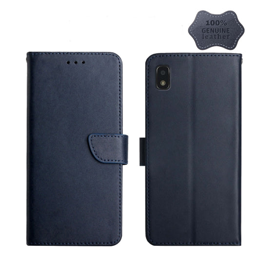 For ZTE Blade L210 Genuine Leather Fingerprint-proof Horizontal Flip Phone Case(Blue) - ZTE Cases by PMC Jewellery | Online Shopping South Africa | PMC Jewellery | Buy Now Pay Later Mobicred