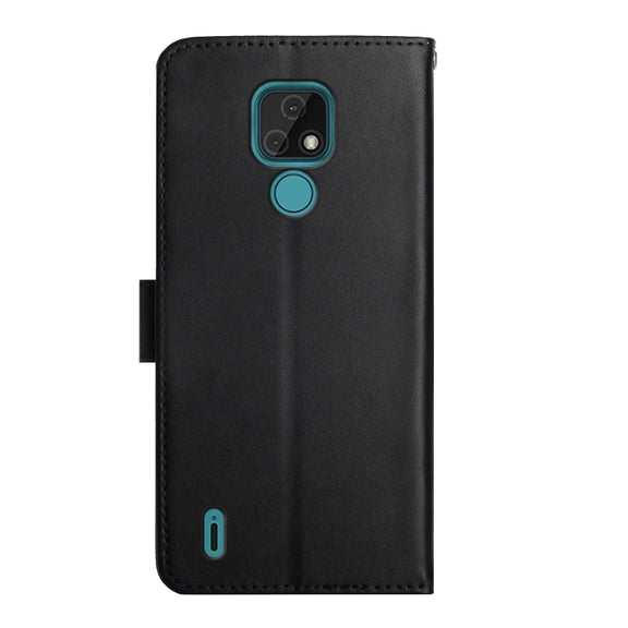 For Motorola Moto E7 Genuine Leather Fingerprint-proof Horizontal Flip Phone Case(Black)