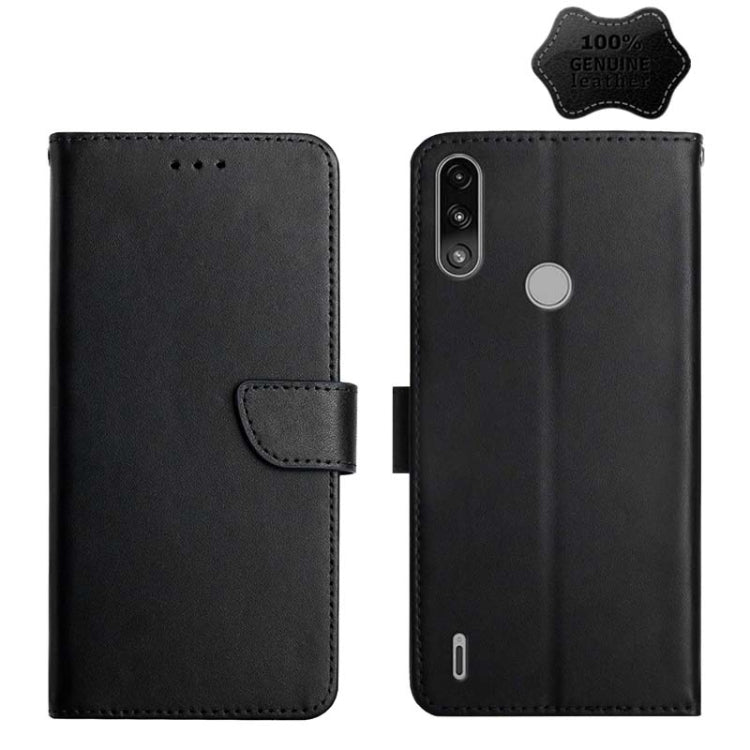 For Motorola Moto E7 Power Genuine Leather Fingerprint-proof Horizontal Flip Phone Case(Black) - Motorola Cases by PMC TechLife | Online Shopping South Africa | PMC TechLife | Buy Now Pay Later Mobicred