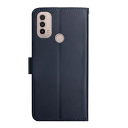 For Motorola Moto E40 Genuine Leather Fingerprint-proof Horizontal Flip Phone Case(Blue)