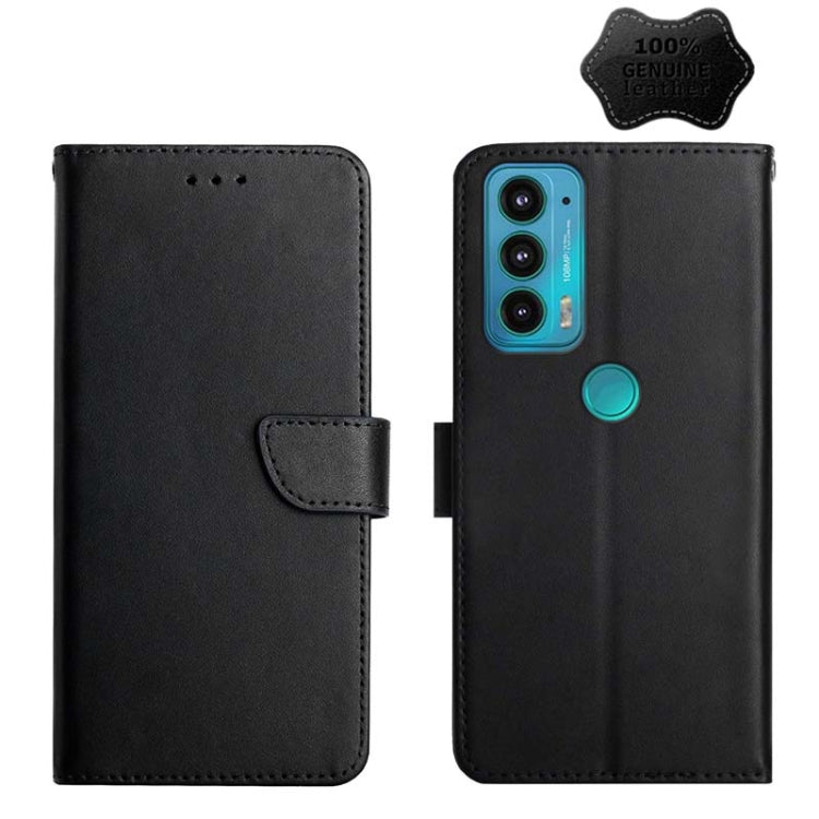 For Motorola Moto Edge 20 Genuine Leather Fingerprint-proof Horizontal Flip Phone Case(Black) - Motorola Cases by PMC TechLife | Online Shopping South Africa | PMC TechLife | Buy Now Pay Later Mobicred