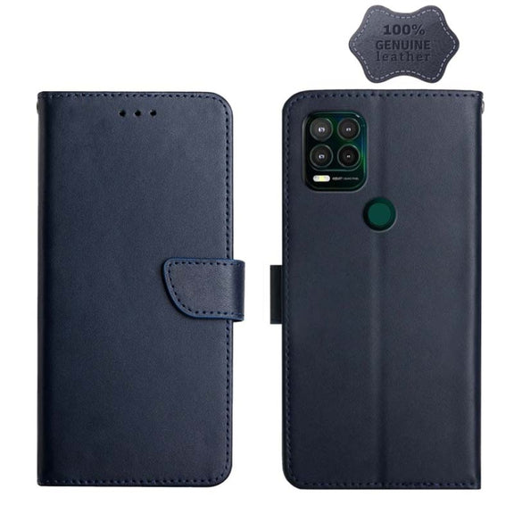 For Motorola Moto G Stylus 5G Genuine Leather Fingerprint-proof Horizontal Flip Phone Case(Blue)