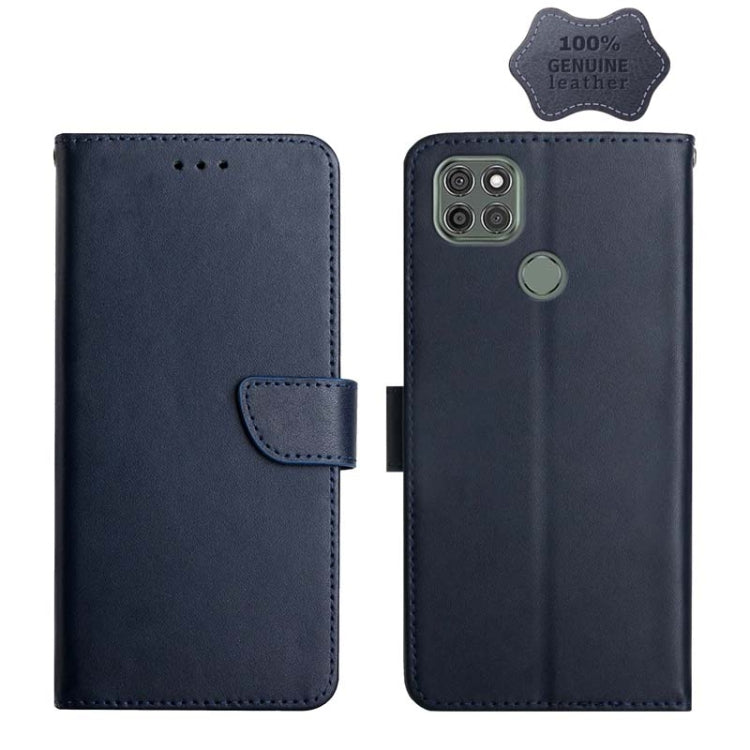 For Motorola Moto G9 Power Genuine Leather Fingerprint-proof Horizontal Flip Phone Case(Blue) - Motorola Cases by PMC TechLife | Online Shopping South Africa | PMC TechLife | Buy Now Pay Later Mobicred