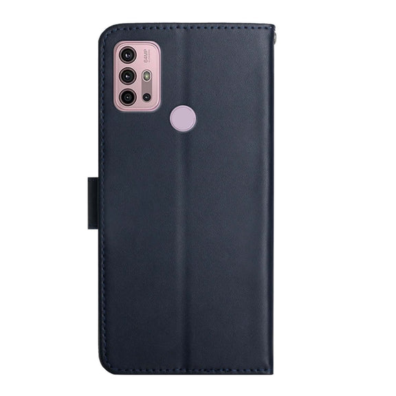 For Motorola Moto G30 Genuine Leather Fingerprint-proof Horizontal Flip Phone Case(Blue)