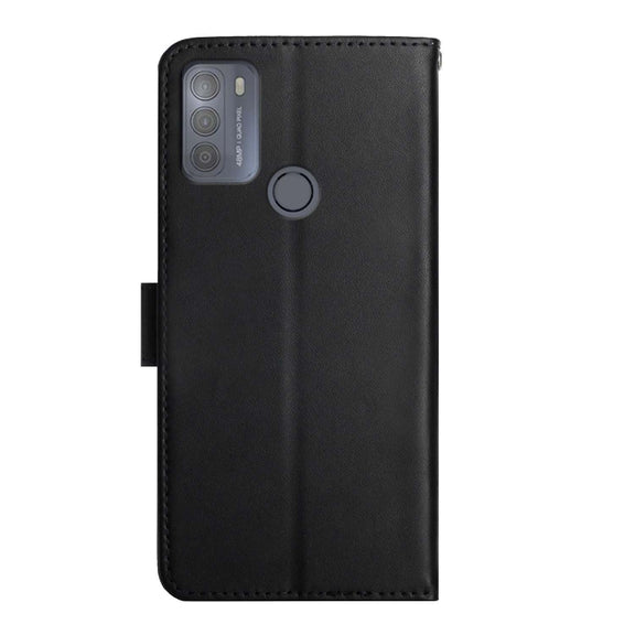 For Motorola Moto G50 Genuine Leather Fingerprint-proof Horizontal Flip Phone Case(Black)