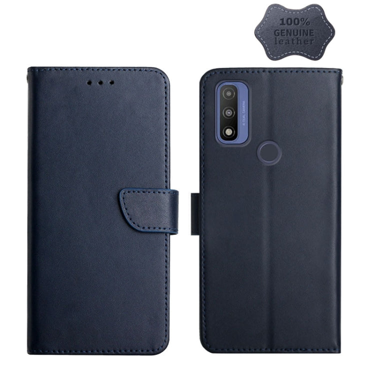 For Motorola Moto G Pure 2021 Genuine Leather Fingerprint-proof Horizontal Flip Phone Case(Blue) - Motorola Cases by PMC TechLife | Online Shopping South Africa | PMC TechLife | Buy Now Pay Later Mobicred