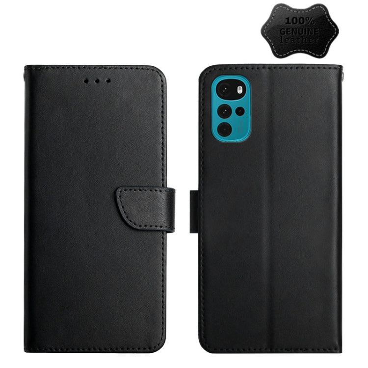 For Motorola Moto G22 Genuine Leather Fingerprint-proof Horizontal Flip Phone Case(Black) - Motorola Cases by PMC TechLife | Online Shopping South Africa | PMC TechLife | Buy Now Pay Later Mobicred