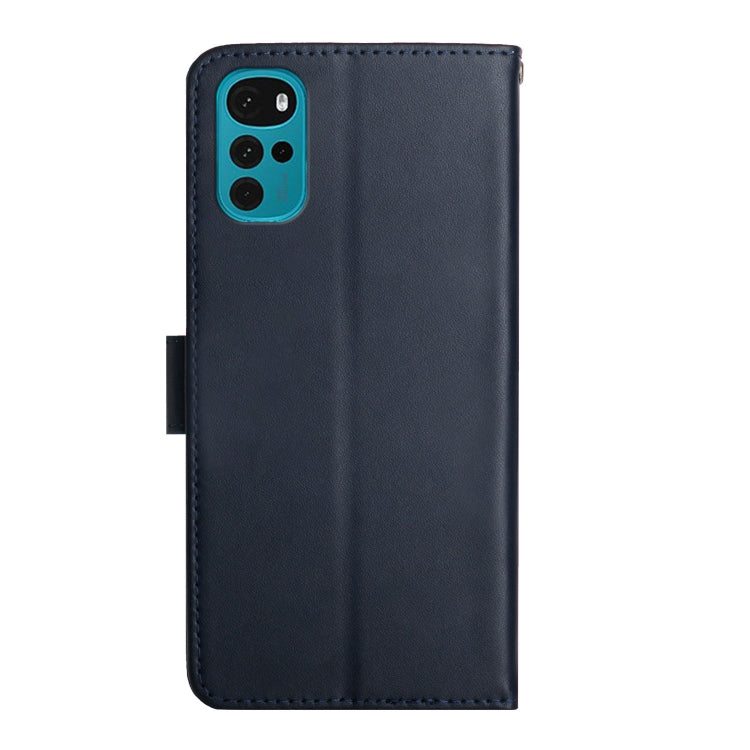 For Motorola Moto G22 Genuine Leather Fingerprint-proof Horizontal Flip Phone Case(Blue) - Motorola Cases by PMC TechLife | Online Shopping South Africa | PMC TechLife | Buy Now Pay Later Mobicred