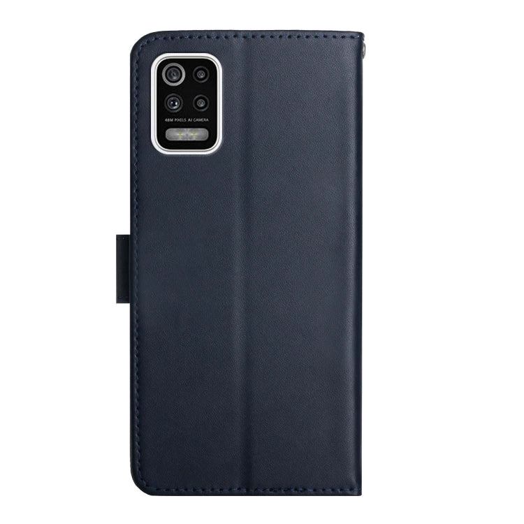 For LG K42 Genuine Leather Fingerprint-proof Flip Phone Case(Blue) - LG by PMC Jewellery | Online Shopping South Africa | PMC Jewellery | Buy Now Pay Later Mobicred