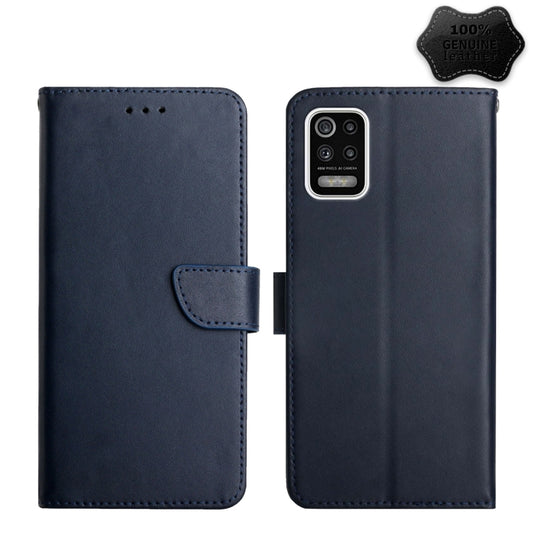 For LG K52 Genuine Leather Fingerprint-proof Flip Phone Case(Blue) - free shipping - PMC Jewellery - Order now!