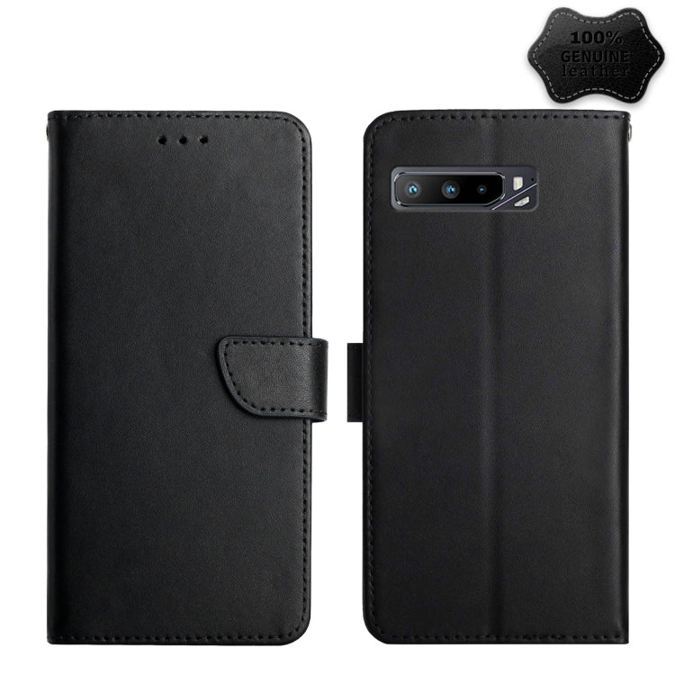 For Asus ROG Phone 3 ZS661KS Genuine Leather Fingerprint-proof Flip Phone Case(Black) - ASUS Cases by PMC TechLife | Online Shopping South Africa | PMC TechLife | Buy Now Pay Later Mobicred