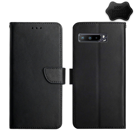 For Asus ROG Phone 3 ZS661KS Genuine Leather Fingerprint-proof Flip Phone Case(Black) - ASUS Cases by PMC Jewellery | Online Shopping South Africa | PMC Jewellery | Buy Now Pay Later Mobicred