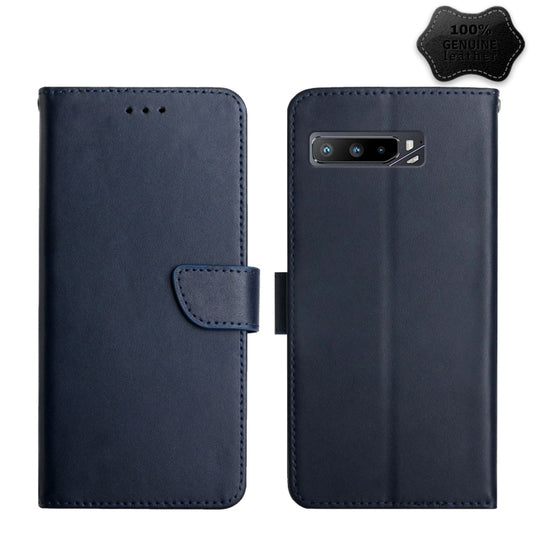 For Asus ROG Phone 3 ZS661KS Genuine Leather Fingerprint-proof Flip Phone Case(Blue) - free shipping - PMC Jewellery - Order now!