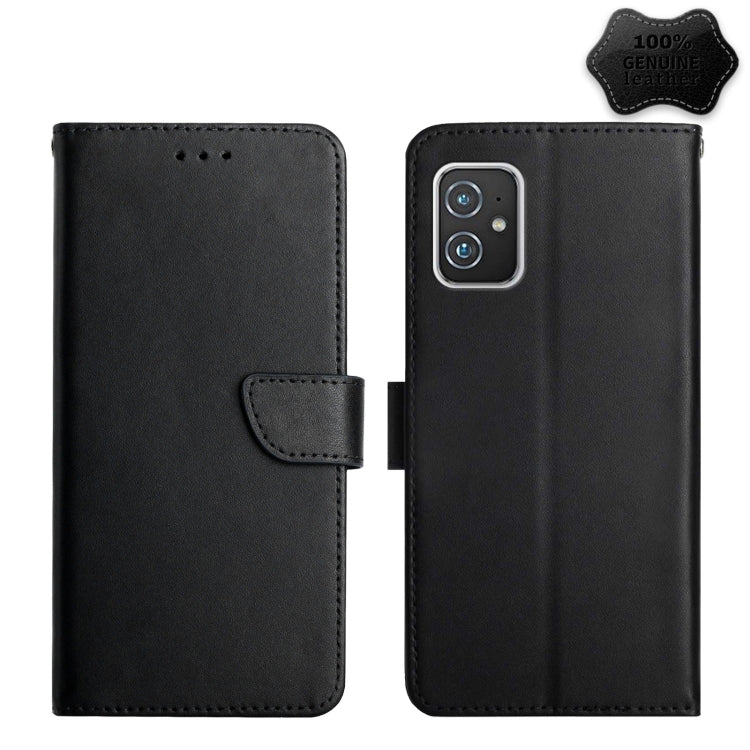 For Asus Zenfone 8 ZS590KS Genuine Leather Fingerprint-proof Flip Phone Case(Black) - ASUS Cases by PMC Jewellery | Online Shopping South Africa | PMC Jewellery | Buy Now Pay Later Mobicred