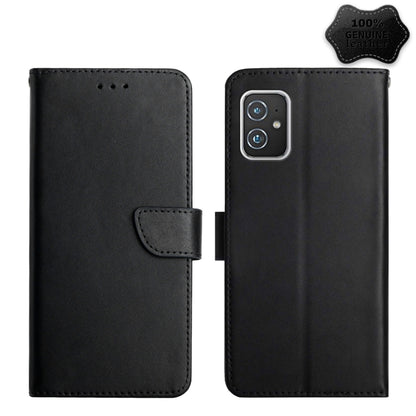 For Asus Zenfone 8 ZS590KS Genuine Leather Fingerprint-proof Flip Phone Case(Black) - ASUS Cases by PMC Jewellery | Online Shopping South Africa | PMC Jewellery | Buy Now Pay Later Mobicred