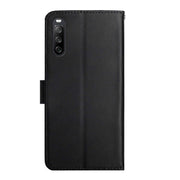 For Sony Xperia 10 III Genuine Leather Fingerprint-proof Flip Phone Case(Black)