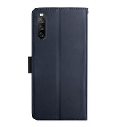 For Sony Xperia 10 IV Genuine Leather Fingerprint-proof Flip Phone Case(Blue)