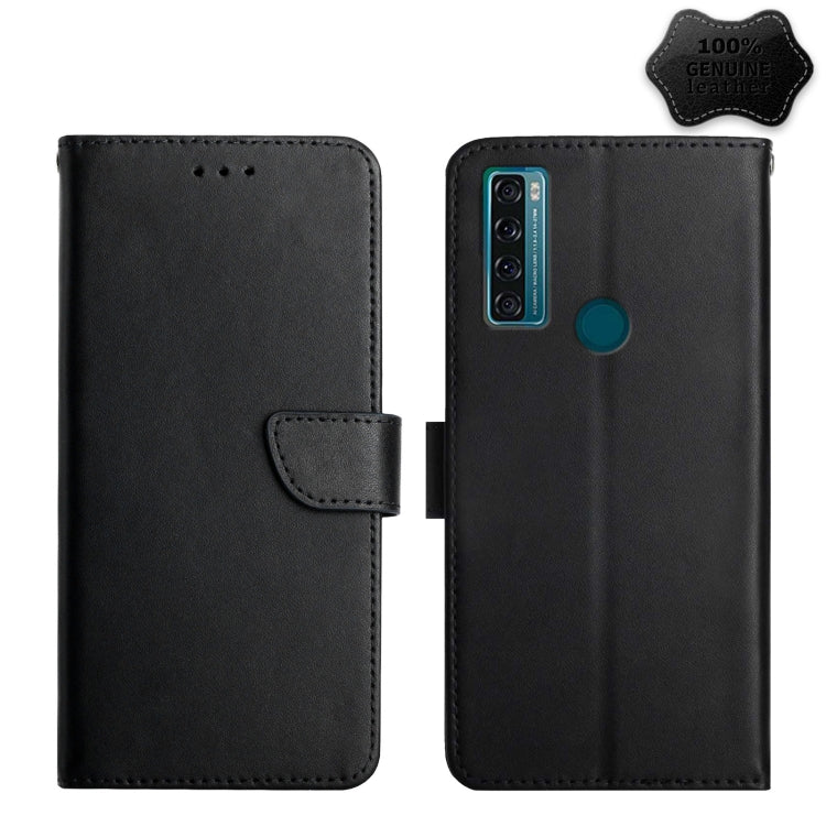 For TCL 20 R 5G Genuine Leather Fingerprint-proof Flip Phone Case(Black) - More Brand by PMC TechLife | Online Shopping South Africa | PMC TechLife | Buy Now Pay Later Mobicred