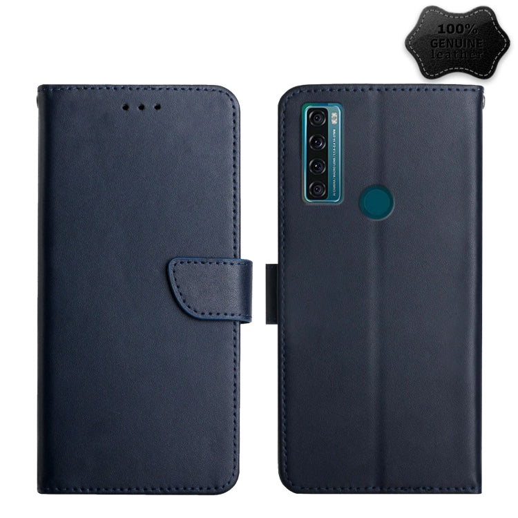 For TCL 20 R 5G Genuine Leather Fingerprint-proof Flip Phone Case(Blue) - More Brand by PMC TechLife | Online Shopping South Africa | PMC TechLife | Buy Now Pay Later Mobicred