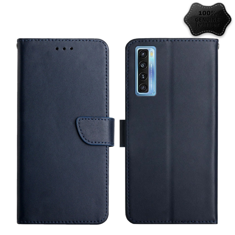 For TCL 20L+ Genuine Leather Fingerprint-proof Flip Phone Case(Blue) - TCL by PMC TechLife | Online Shopping South Africa | PMC TechLife | Buy Now Pay Later Mobicred