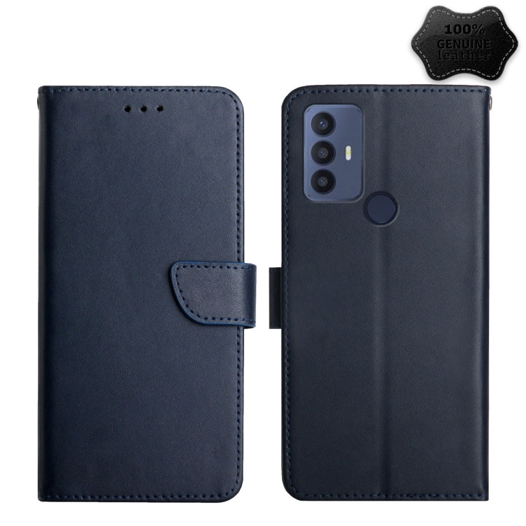 For TCL 30 SE Genuine Leather Fingerprint-proof Flip Phone Case(Blue) - More Brand by PMC TechLife | Online Shopping South Africa | PMC TechLife | Buy Now Pay Later Mobicred