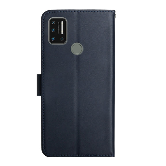 For UMIDIGI A7 Genuine Leather Fingerprint-proof Flip Phone Case(Blue)