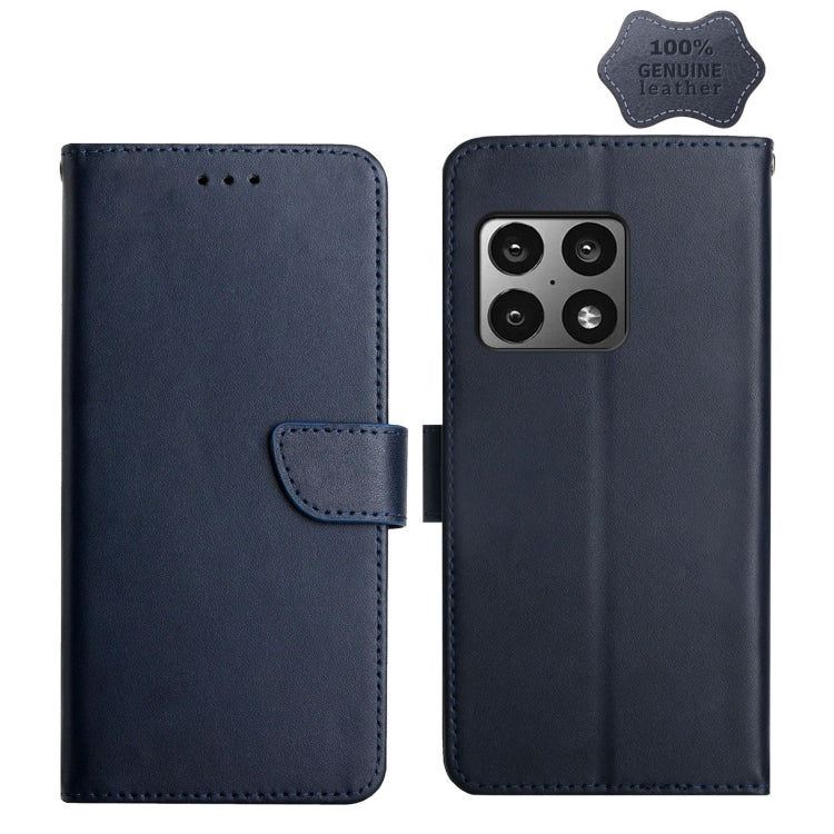 For OnePlus 10 Pro Genuine Leather Fingerprint-proof Horizontal Flip Phone Case(Blue) - OnePlus Cases by PMC TechLife | Online Shopping South Africa | PMC TechLife | Buy Now Pay Later Mobicred