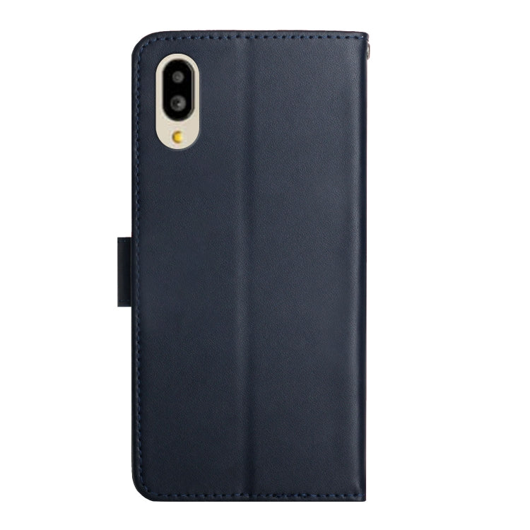 For Sharp Simple Sumaho 6 Genuine Leather Fingerprint-proof Flip Phone Case(Blue) - Wiko by PMC TechLife | Online Shopping South Africa | PMC TechLife | Buy Now Pay Later Mobicred