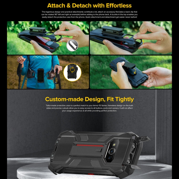 For Ulefone Power Armor 15 Ulefone Back Clip Phone Case with Carabiner (Black) - Ulefone Cases by Ulefone | Online Shopping South Africa | PMC TechLife | Buy Now Pay Later Mobicred