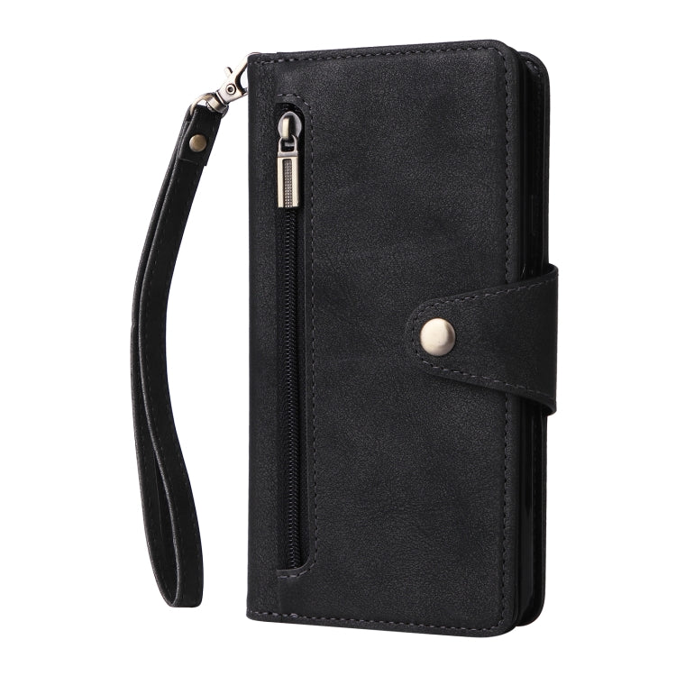For Google Pixel 3A XL Rivet Buckle 9 Cards Three Fold Leather Phone Case(Black) - Google Cases by PMC TechLife | Online Shopping South Africa | PMC TechLife | Buy Now Pay Later Mobicred