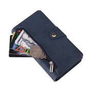 For Google Pixel 3A XL Rivet Buckle 9 Cards Three Fold Leather Phone Case(Blue)