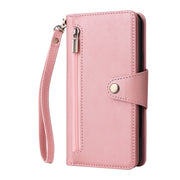 For Google Pixel 3A XL Rivet Buckle 9 Cards Three Fold Leather Phone Case(Rose Gold)