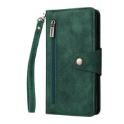 For Google Pixel 3A XL Rivet Buckle 9 Cards Three Fold Leather Phone Case(Green)