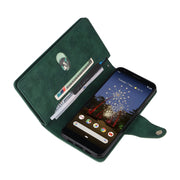 For Google Pixel 3A XL Rivet Buckle 9 Cards Three Fold Leather Phone Case(Green)