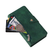 For Google Pixel 3A XL Rivet Buckle 9 Cards Three Fold Leather Phone Case(Green)