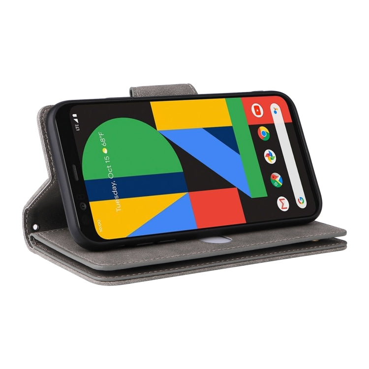 For Google Pixel 4 XL Rivet Buckle 9 Cards Three Fold Leather Phone Case(Grey) - Google Cases by PMC TechLife | Online Shopping South Africa | PMC TechLife | Buy Now Pay Later Mobicred